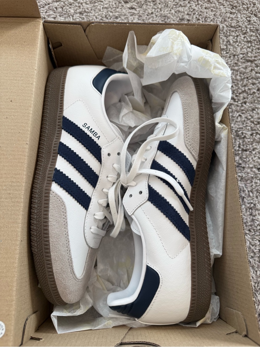 NIB Adidas Samba OG, Kids, Navy/White/Gum, Sz Big Kids 6.5